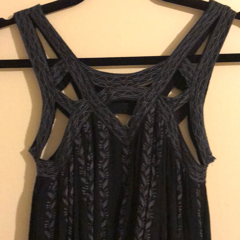 Free People Black Dress with Cotton Embroidery